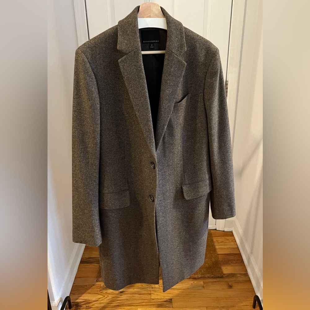 Brown Herringbone Wool Topcoat